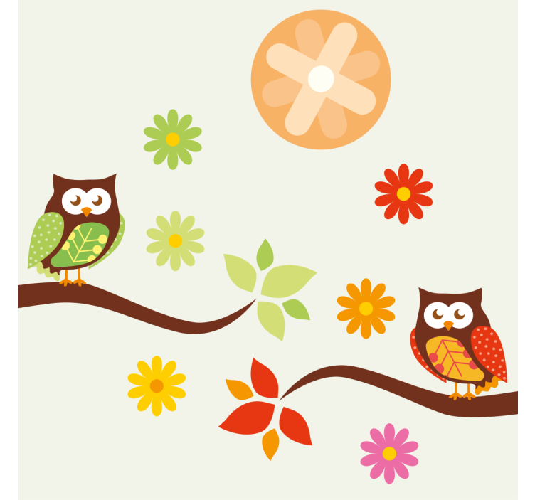 Suporturi pahare geeks bufnițe și flori colorate - TenStickers