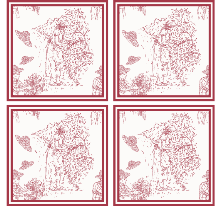 Suporturi pahare vintage ilustrație peisaj rustic - TenStickers