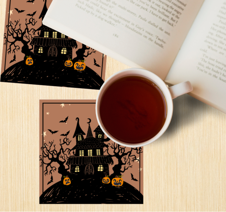 Casă bântuită cu lilieci coaster de halloween - TenStickers