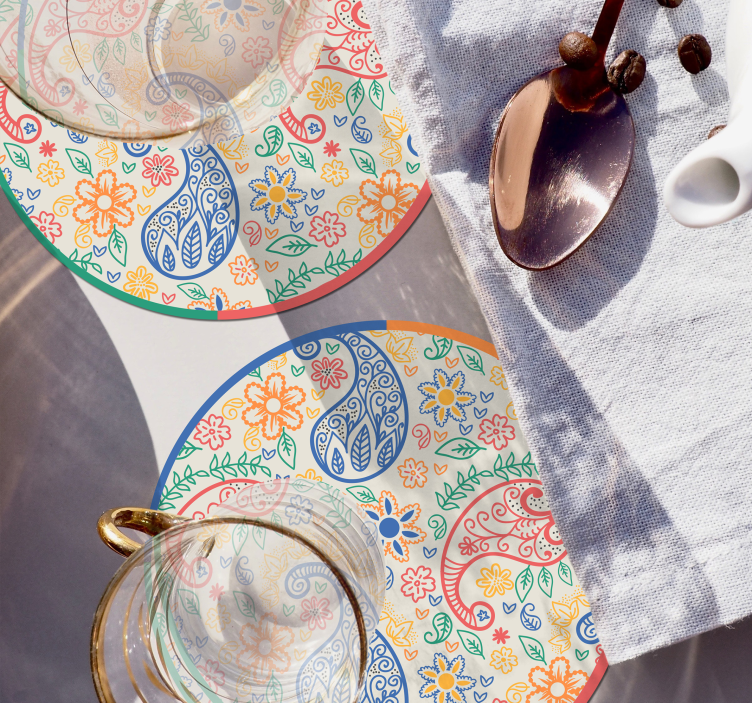 Coaster colorat de băuturi paisley - TenStickers