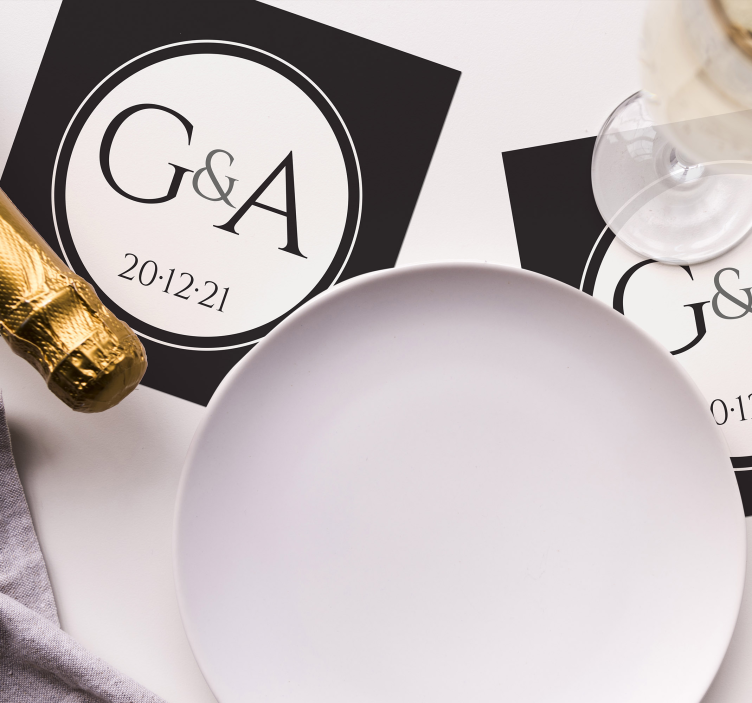 Coaster de nunta clasic personalizat - TenStickers