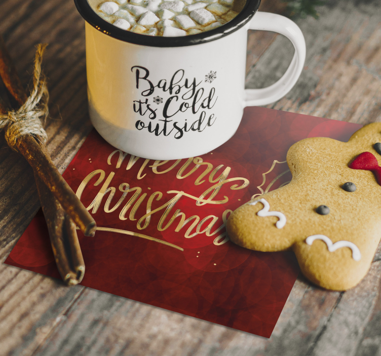 Crăciun fericit în coaster de băuturi roșii - TenStickers