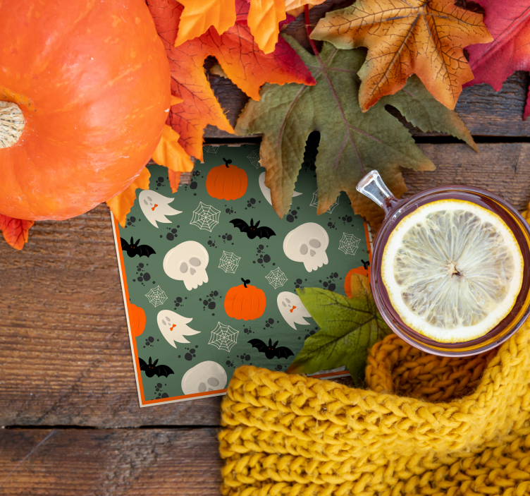 Dovleci, fantome și păianjeni coaster de halloween - TenStickers