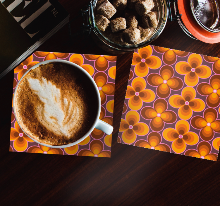 Floare retro model groovy vintage coaster - TenStickers