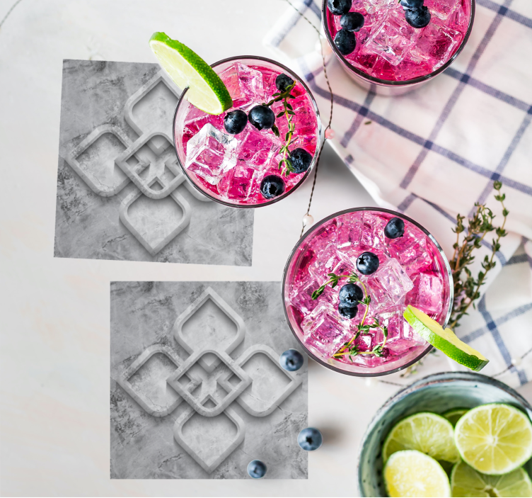 Subțire de țiglă din piatră geometrică 3d gri - TenStickers