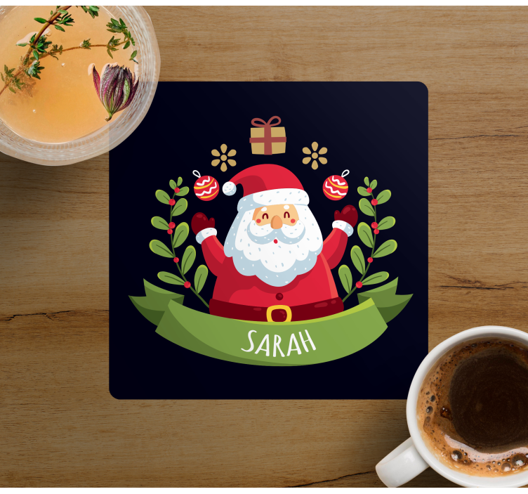 Moș crăciun cu nume coaster de crăciun - TenStickers