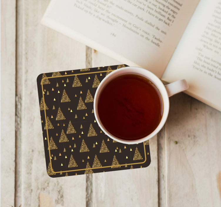 Coaster elegant cu pomi de crăciun aurii - TenStickers