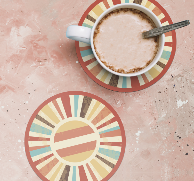 Coaster retro vintage de soare colorat - TenStickers