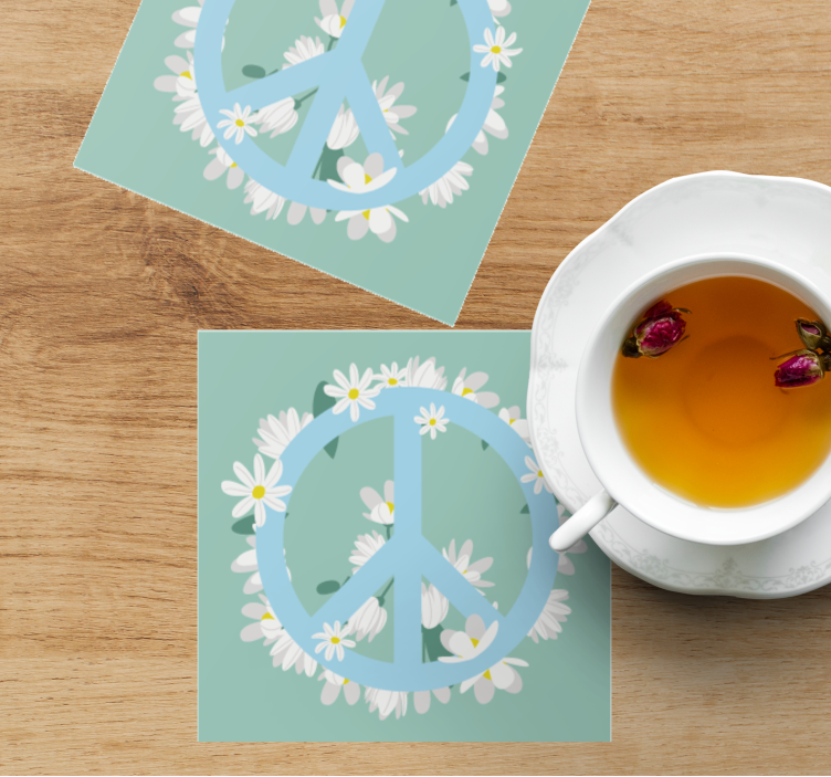 Pace albastru deschis cu flori coaster vintage - TenStickers