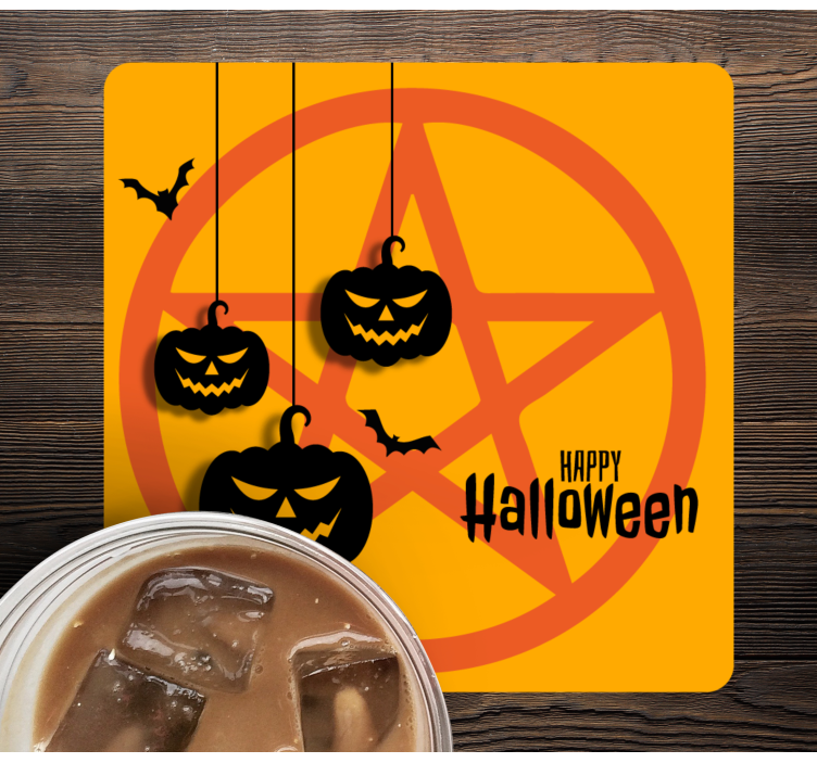 Suporturi pahare de Halloween motiv de dovleac înfricoșător - TenStickers