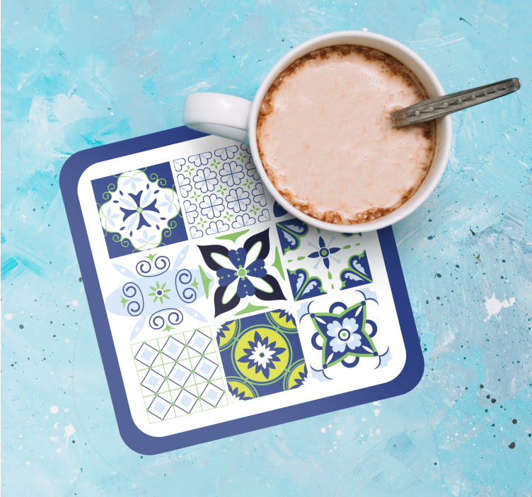 Suporturi pahare gresie pătrate cu modele colorate - TenStickers