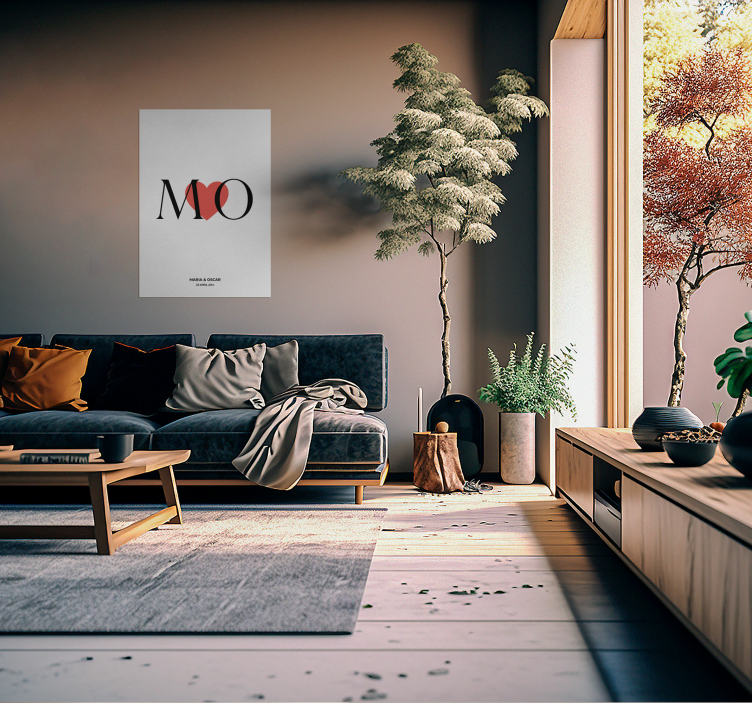 Inițiale personalizate dragoste afiș personalizabil - TenStickers