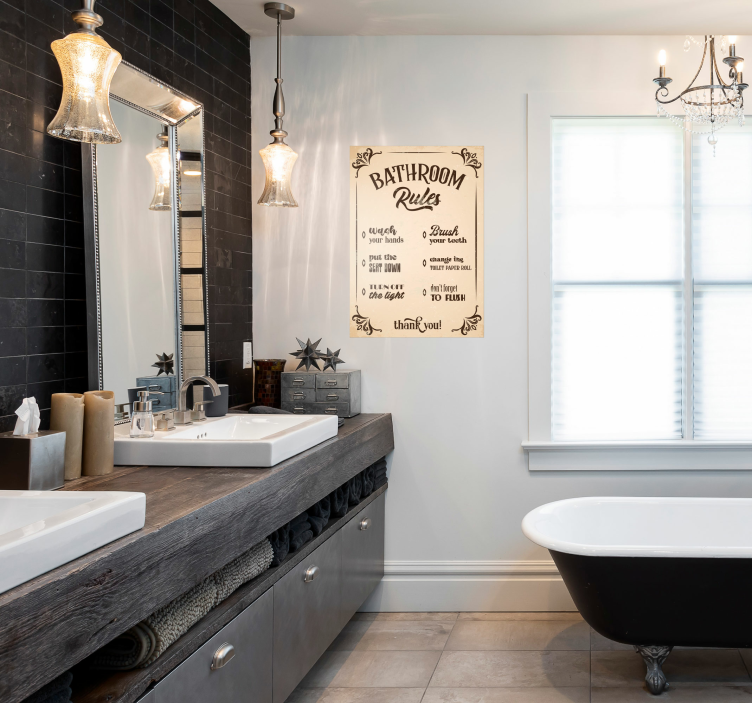 Afiș de epocă cu regulile băii - TenStickers