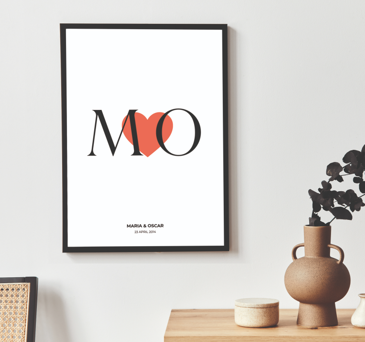 Inițiale personalizate dragoste afiș personalizabil - TenStickers