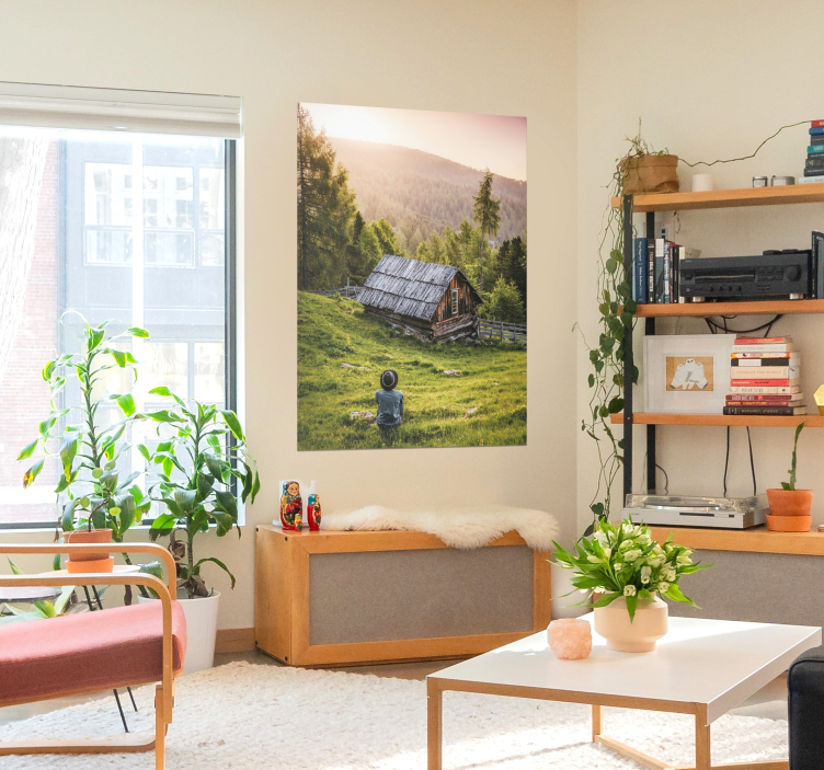 Casă peisaj pe afișul pădurii - TenStickers