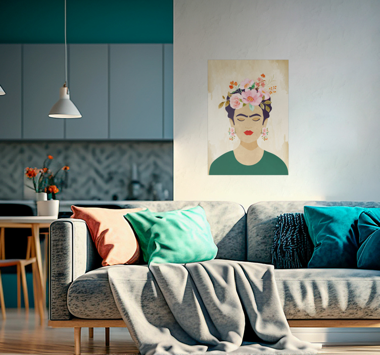 Poster arta femeie cu flori - TenStickers