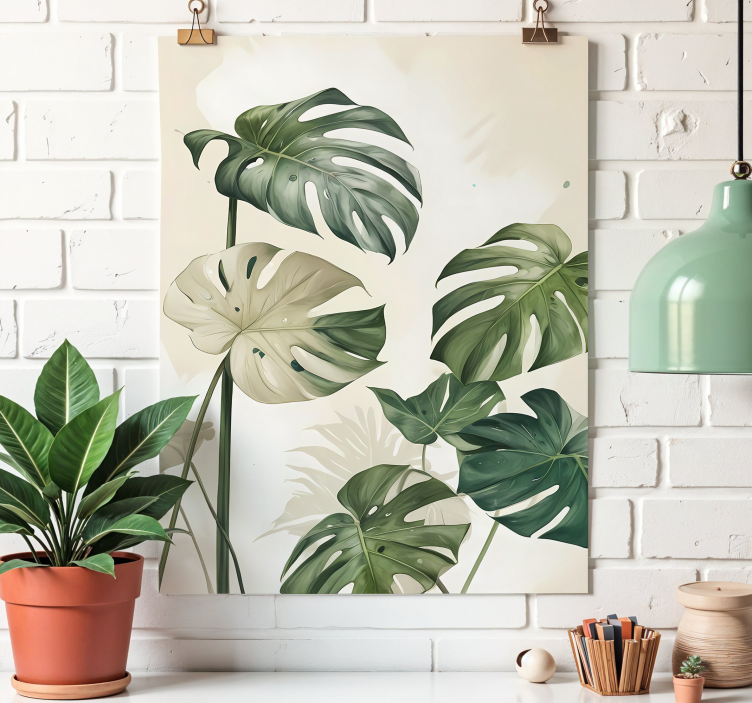 Poster desen artistic frunze de monstera - TenStickers