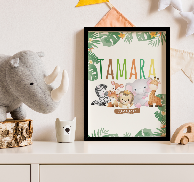 Poster pentru copii animale junglei personalizate - TenStickers