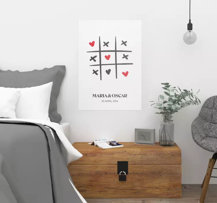 Tic tac toe love poster personalizabil - TenStickers