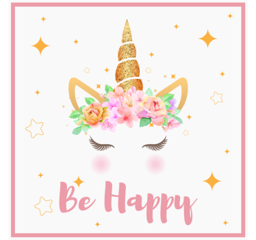 Poster pentru copii unicorn cu mesaj fii fericit - TenStickers
