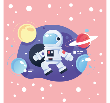 Poster pentru copii simboluri de astronaut în desene animate - TenStickers