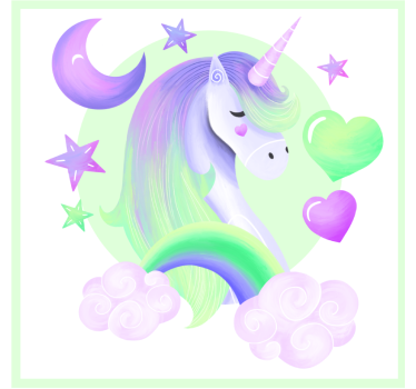 Poster pentru copii unicorn albastru și verde - TenStickers