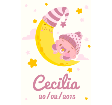Poster pentru copii cu numele și ziua de naștere - TenStickers