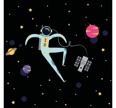 Poster pentru copii cu astronaut zburător desenat - TenStickers