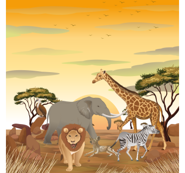 Poster pentru copii cu animale africane și plante - TenStickers
