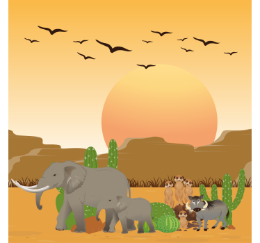 Poster pentru copii animale africane în sălbăticie - TenStickers