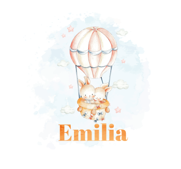 Poster pentru copii cu baloane pastelate și animale drăguțe - TenStickers