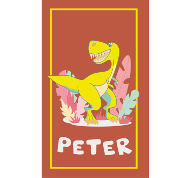 Poster pentru copii dino galben cu plante - TenStickers