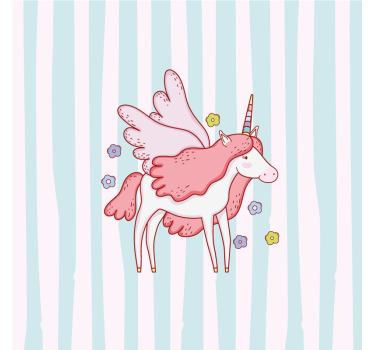 Poster pentru copii model cu unicorni zburători și flori - TenStickers