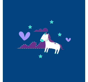 Poster pentru copii cu unicorni drăguți și nori cu stele - TenStickers