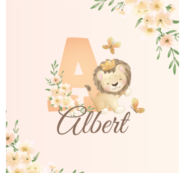 Poster pentru copii cu leoaică drăguță și nume - TenStickers