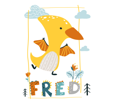 Poster pentru copii pterosaur galben pentru micuți - TenStickers