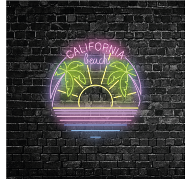 Posteruri orașe și țări text neon plajă california - TenStickers