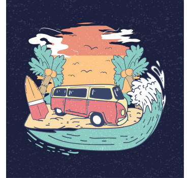 Posteruri orașe și țări scenă cu furgon de surfing - TenStickers
