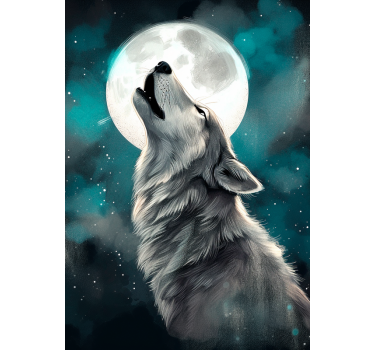 Poster de design de animale lup urlând - TenStickers