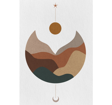 Poster arta apus de soare minimalist și munți - TenStickers
