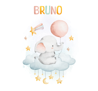 Poster pentru copii elefant pe nor - TenStickers