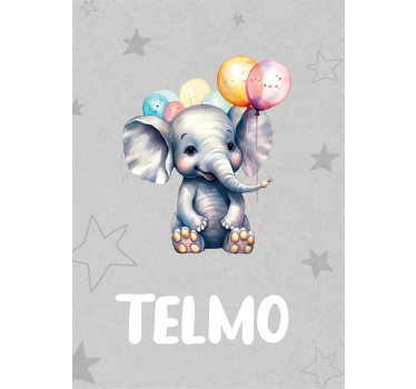 Poster cu alte animale pui de elefant cu baloane - TenStickers