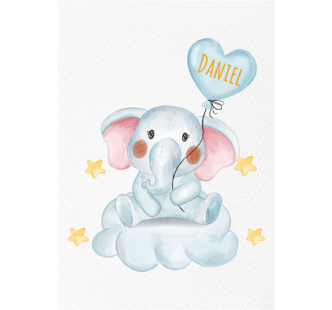 Poster pentru copii drăguț elefant cu balon - TenStickers
