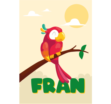 Poster pentru copii papagal roșu cu nume - TenStickers