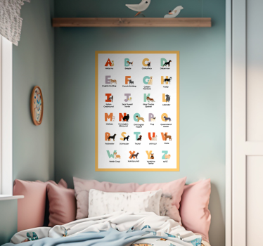 Poster cu câini rase de câini alfabetic - TenStickers