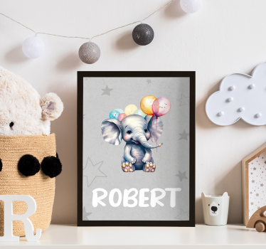 Poster cu alte animale pui de elefant cu baloane - TenStickers