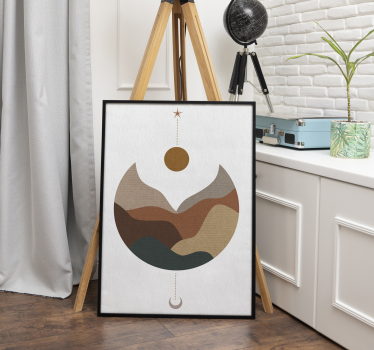 Poster arta apus de soare minimalist și munți - TenStickers