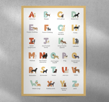 Poster cu câini rase de câini alfabetic - TenStickers