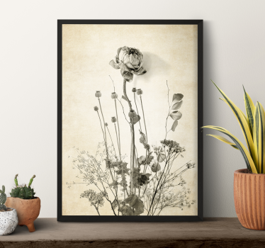 Poster cu flori buchet de flori pe fond bej - TenStickers