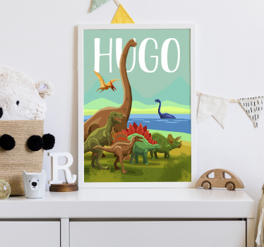 Poster cu nume personalizat dinozaur - TenStickers